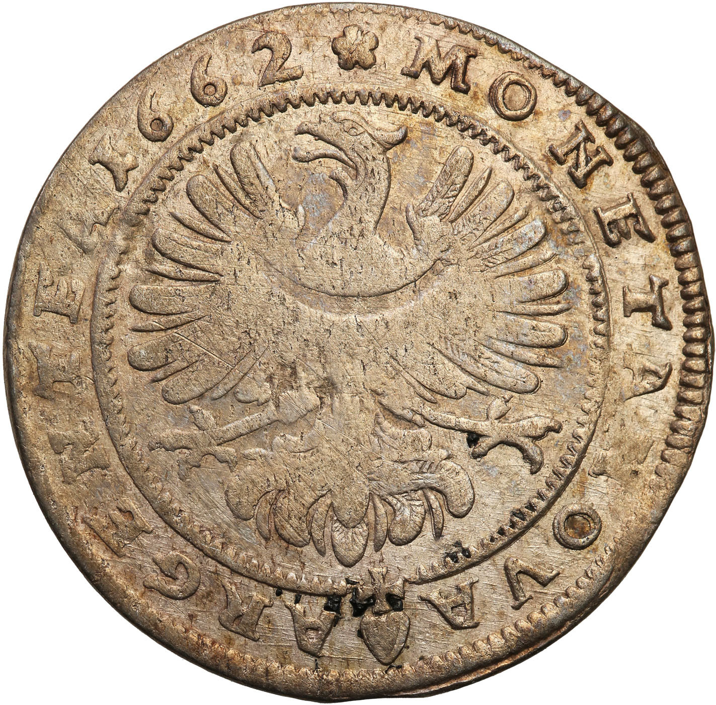 Śląsk, księstwo legnicko-brzesko-wołowskie. Krystian Wołowski. 15 krajcarów 1662, Brzeg – WOL
